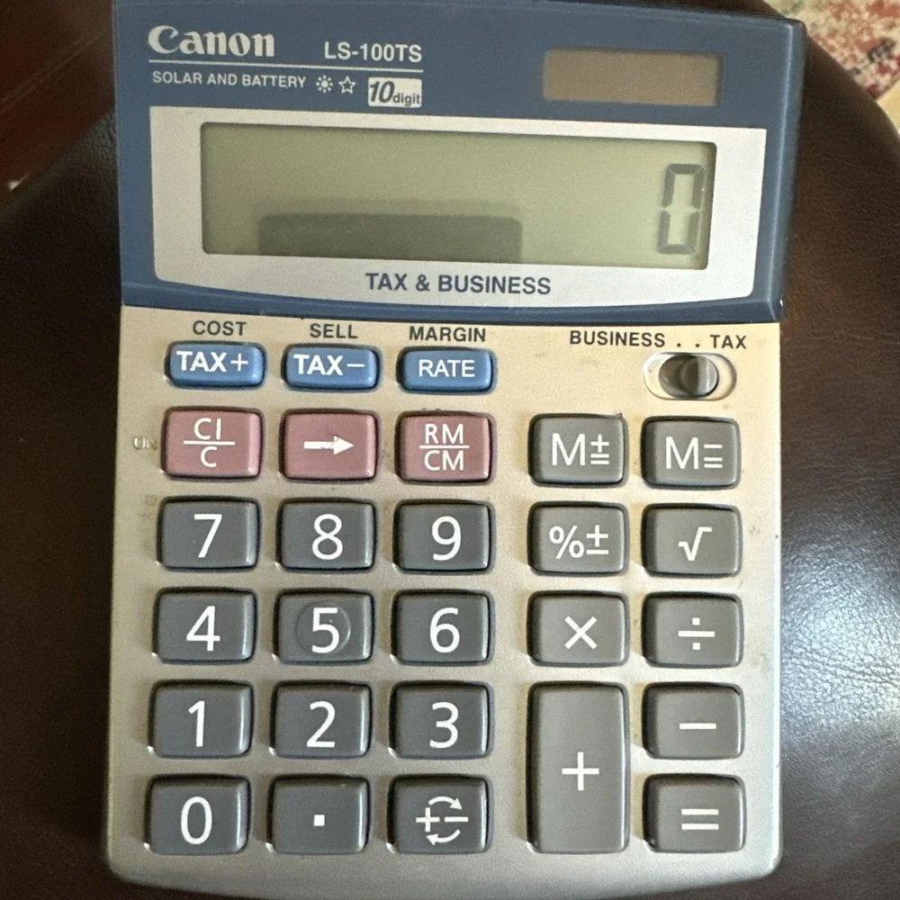 Canon LS-100TS 10 Digit Tax Business Calculator Solar and Battery Powered